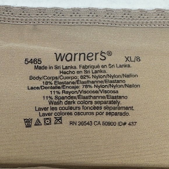 Warner's Women's Size XL 8 Panty Tanga Lace Bottom Beige New Without Tags - Picture 3 of 6